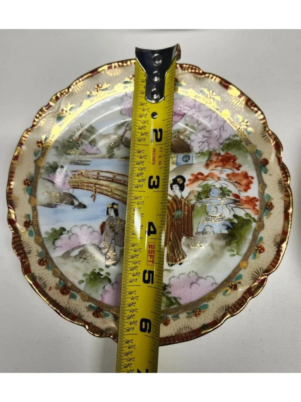 Japanese Moriage Porcelain Teacup & Plate Set Hand Painted Gorgeous Gold Gilt Vi